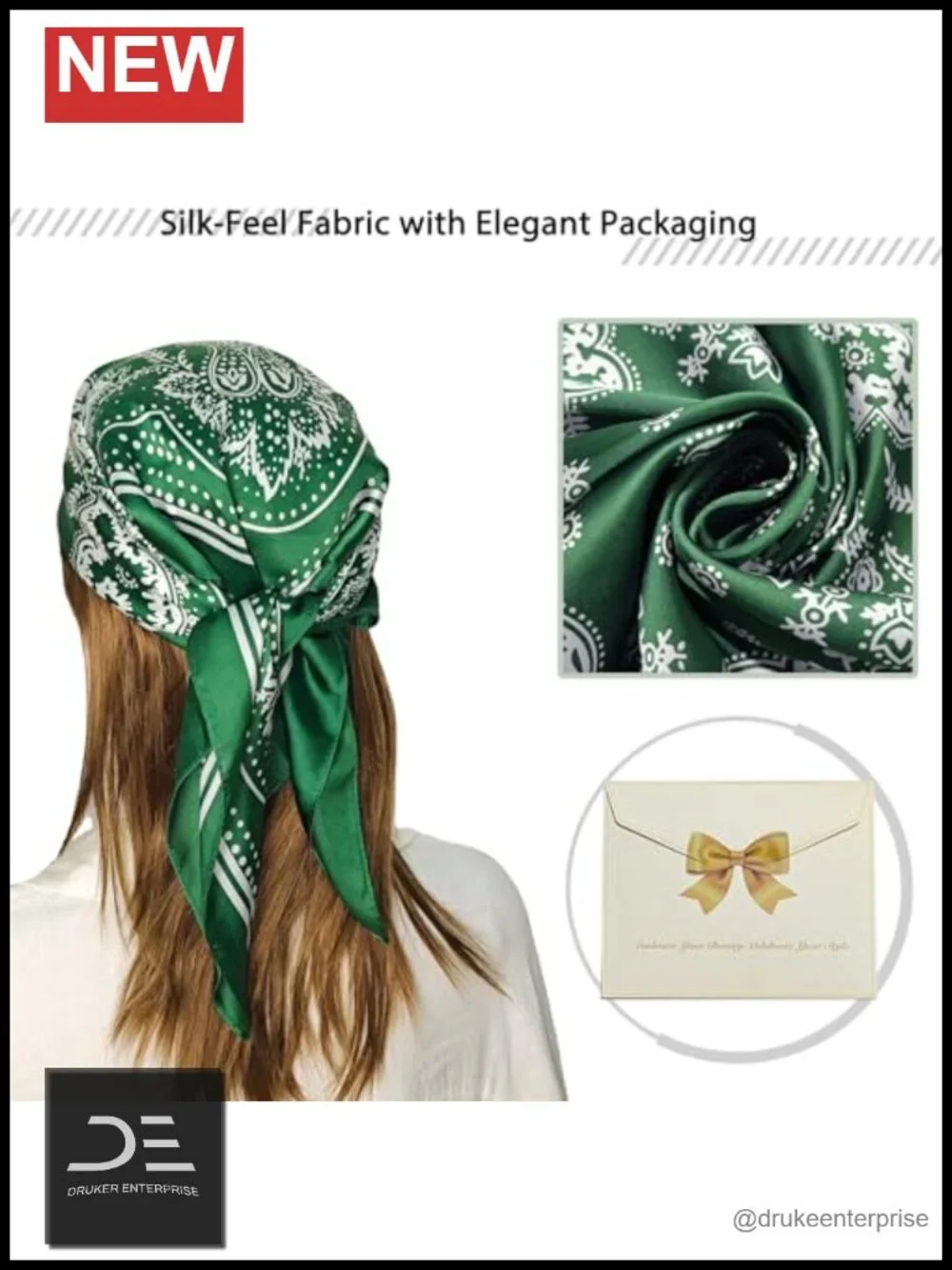 Satin Scarf - Soft Silky Lightweight Hair Wrap Neck Head Bandana